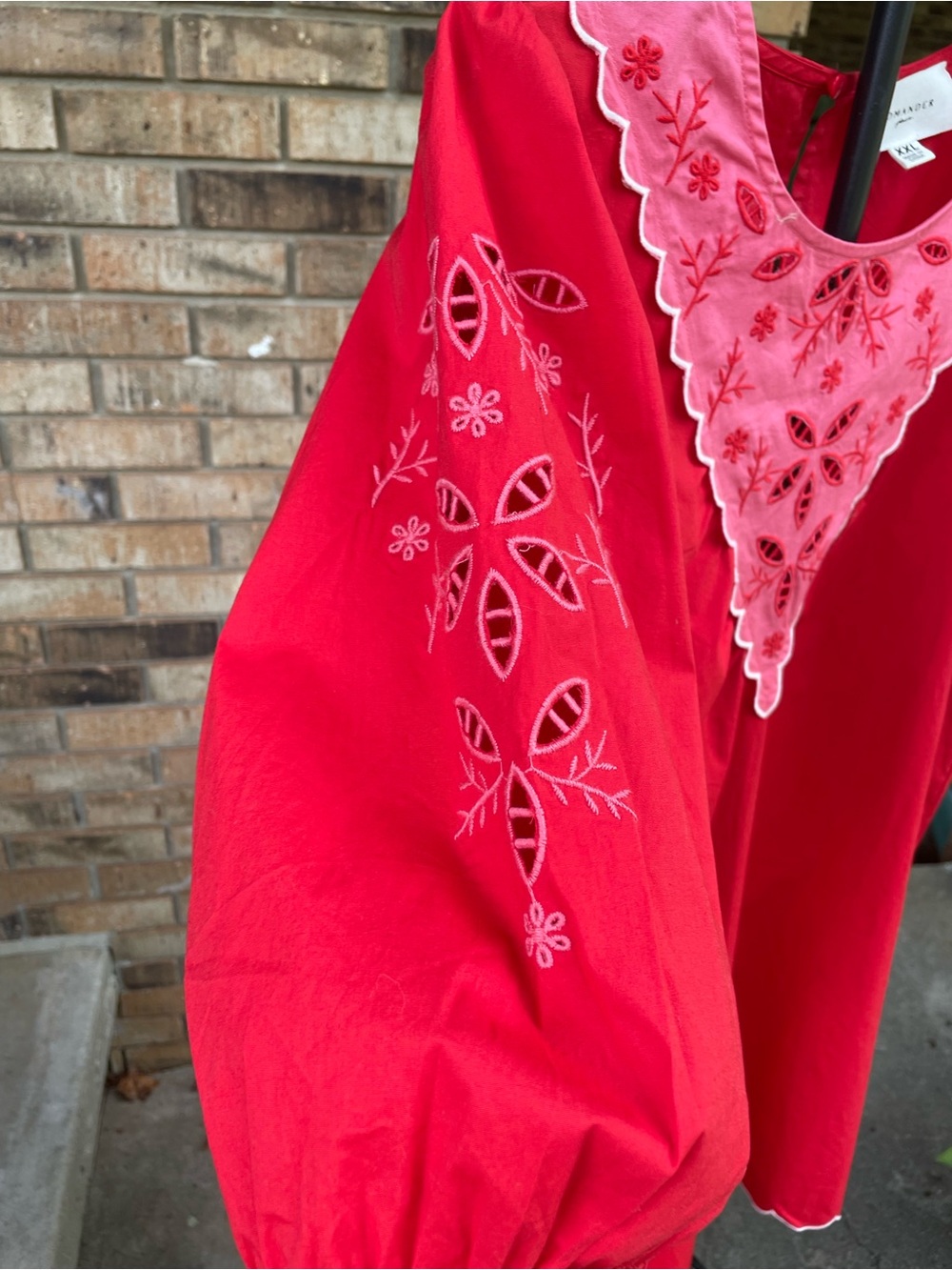 Pomander Place Georgie Embroidered Mini Dress Red Pink XXL - Picture 3 of 10